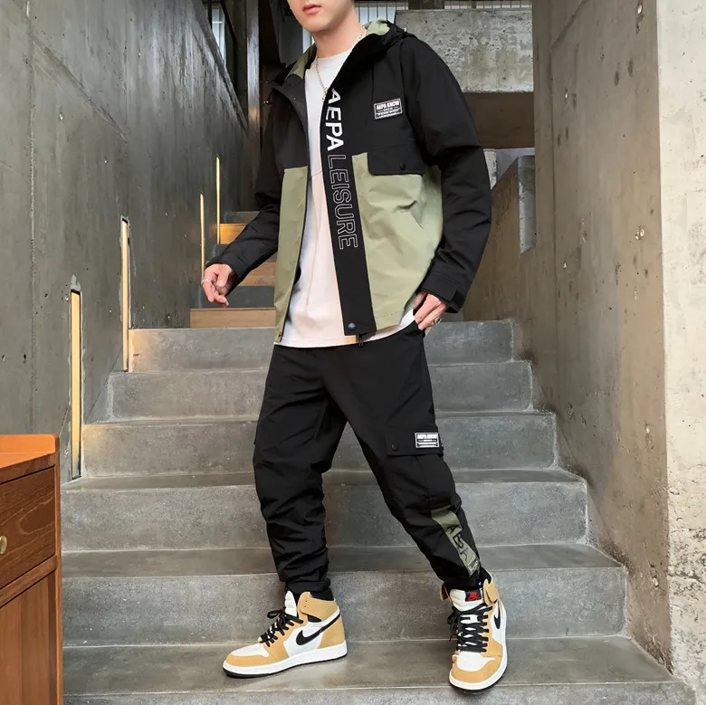 

Coat Men's Spring And Autumn Tooling Jacket Autumn Korean-style Trend Leisure Sports Suit Loose-Fit Men Popular Brand on Clothes