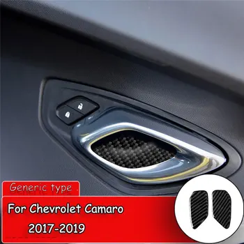 

2pcs Car styling Carbon Fiber Sticker for Chevrolet Camaro 2017-2019 Car interior door handel Bowl Lock Switch Cover Sticker