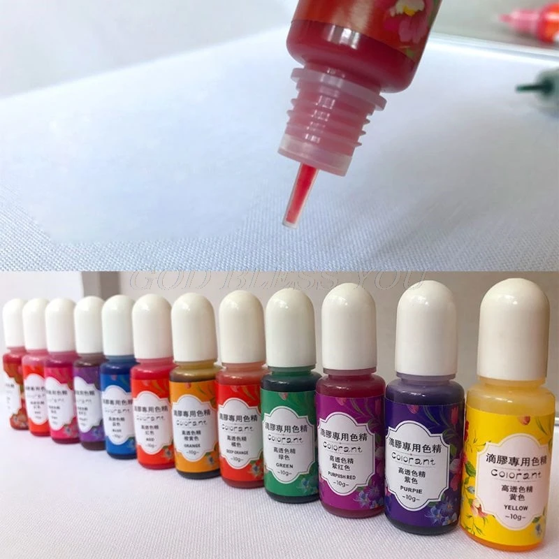 13 Colors Epoxy UV Resin Coloring Dye Liquid Epoxy Pigment Resin Colorant Fading Resistance10ml Translucent Pigment