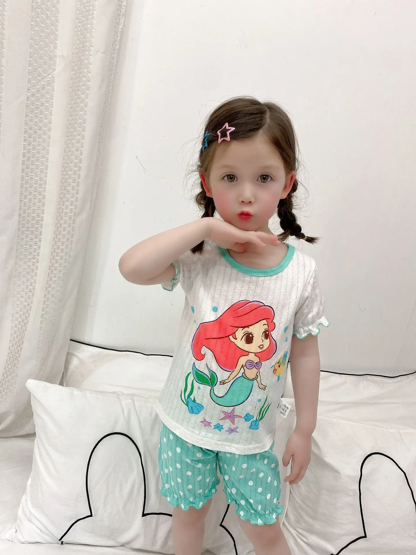 vintage nightgowns	 Mermaid Print Pajamas Sets 1-8 Years Girl Homewear Snow White Combination Sleepwear Fairy Tale Princess Ruffles Casual Clothes expensive pajama sets	