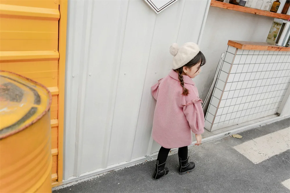Girl'S Coat Children Woolen Jacket Children Mid-length Coat Women's