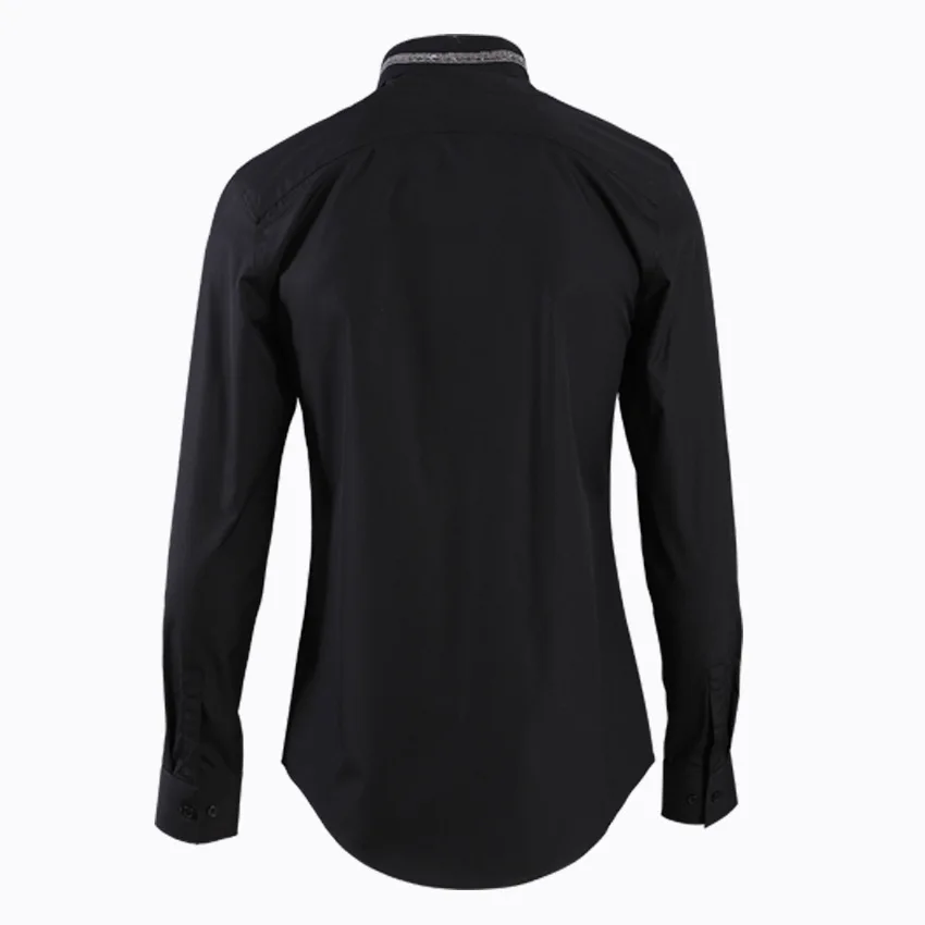 Minglu Cotton Mens Shirts Luxury Collar Embroidery Long Sleeve Mens Dress Shirts Plus Size 4xl Solid Color Slim Fit Male Shirts