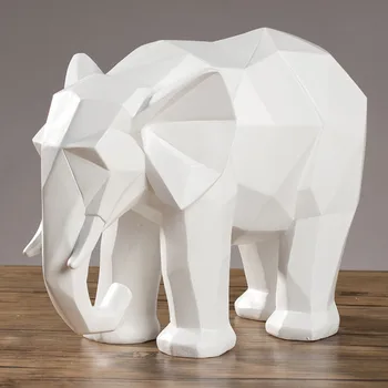 

Modern Geometry Elephant Sculpture Resin Animal Abstraction Luck Elephish Desktop Office Home Living Room Decoration M4168