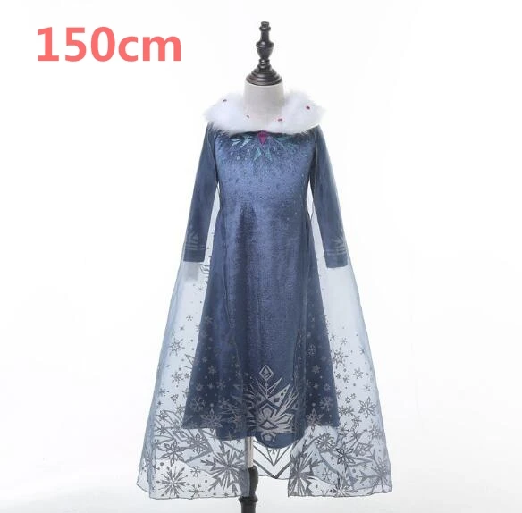 150cm Платье Эльзы, платья Анны для девочек, праздничное платье принцессы для маленьких детей, костюмы королевы, вечерние костюмы на Хэллоуин, подарок - Цвет: 150cm