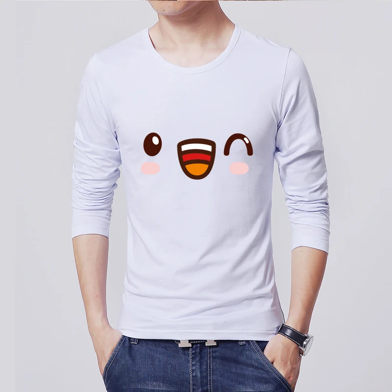 

2019 Spring Brand Clothing Men's Long Sleeve Round Neck T-shirts Casual Face Printed Tshirt Men Tee Streetwear Plus Size 4XL