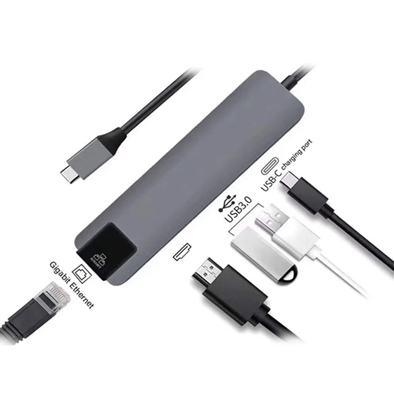 5 в 1 usb type C концентратор Hdmi 4K USB C концентратор к Gigabit Ethernet Rj45 Lan адаптер для Mac book Pro Thunderbolt 3 USB-C зарядное устройство