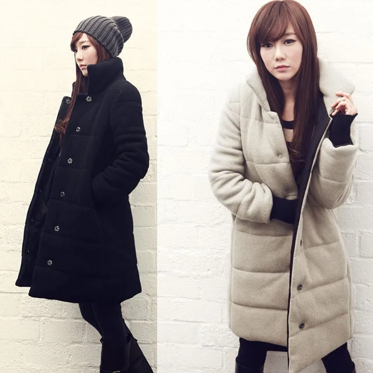 

South Korea Korean-style 2018 Thick Autumn And Winter Slimming Straight-Cut Large Size Mid-length Cotton-padded Clothes Cotton C