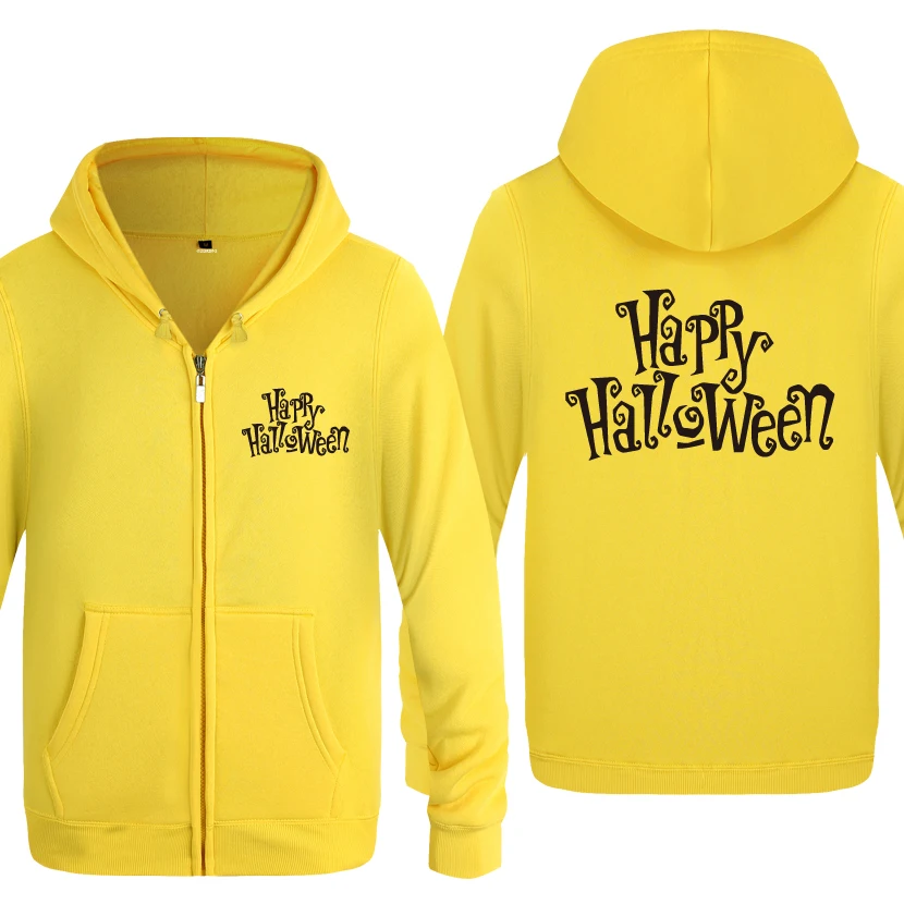 Толстовки с надписью Happy Hallowen, мужские, мужские флисовые кардиганы на молнии, толстовки с капюшоном