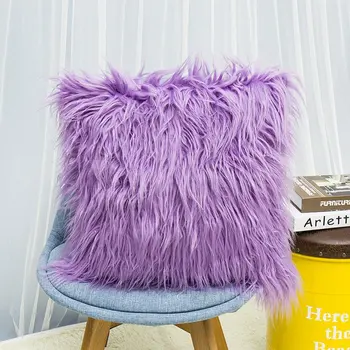 

Nordic Posh Style Square Pillowcase Home Super Soft Plush Mongolian Faux Fur Throw Pillow Cover Cushion Case I