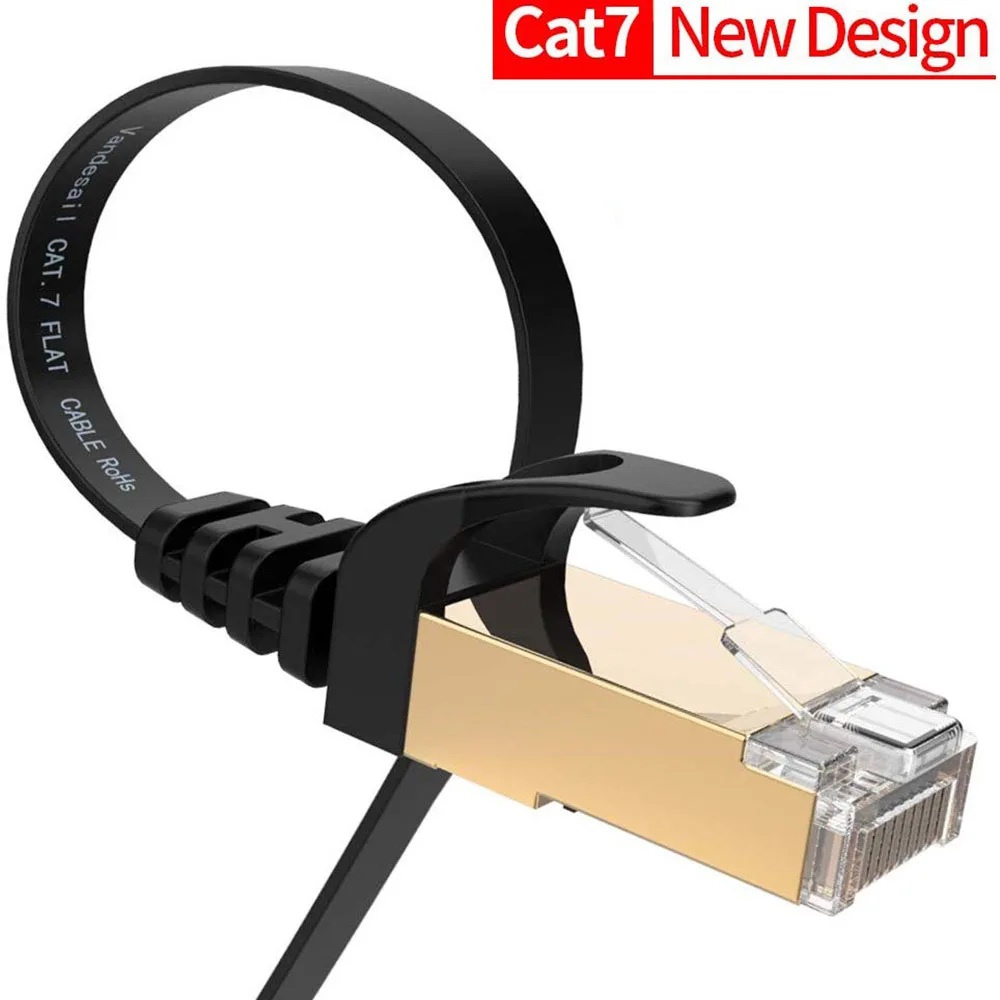 Cat Cabo de Rede Blindado Ethernet RJ45 Cat7 7 Plano Ethernet Patch Cabos Para Modem, Roteador, LAN, PC 1m 2m 3m 5m 10m 20m 30m