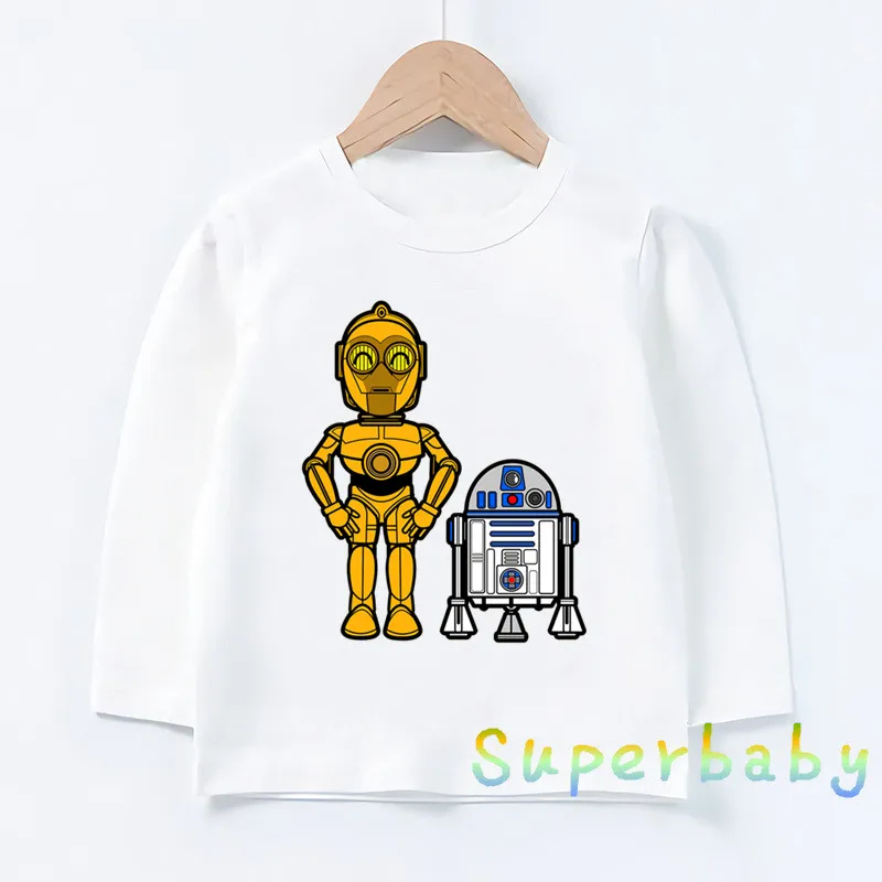 Детская футболка с принтом «Звездные войны», «робот», «R2-D2» и «BB-8», Забавные топы с рисунками для маленьких мальчиков и девочек, Детская футболка с длинными рукавами, LKP5193 - Цвет: LKP5193-L