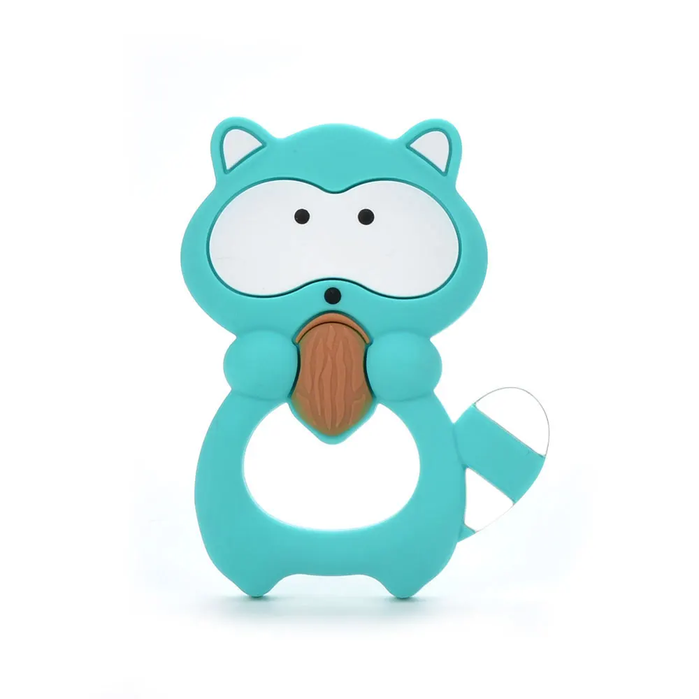 Turquoise LOFCA силиконовый Прорезыватель енота для зубов, кормящих, мультфильм аксессуары для соски еда без бисфенола-а класс для детских игрушек DIY браслет - Цвет: Turquoise