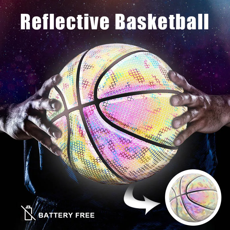 

High Quality Glowing Reflective Basketball Night Colorful Wear-Resistant Basketball Sports Ball NCM99