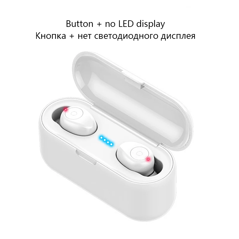 Button no LED 1 F9 беспроводные наушники Bluetooth 5,0 TWS наушники HIFI мини спортивные наушники Поддержка iOS Android телефоны HD вызов Bluetooth наушники - Color: Button no LED 1