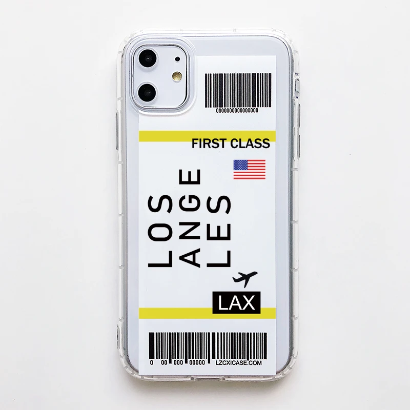 Hot New York Seoul Tokyo INS First Class Ticket Phone Case For Samsung S9 S8 Note 10 9 Plus cover Luxury 3D clear Flight Ticket - Цвет: LOSANGELES