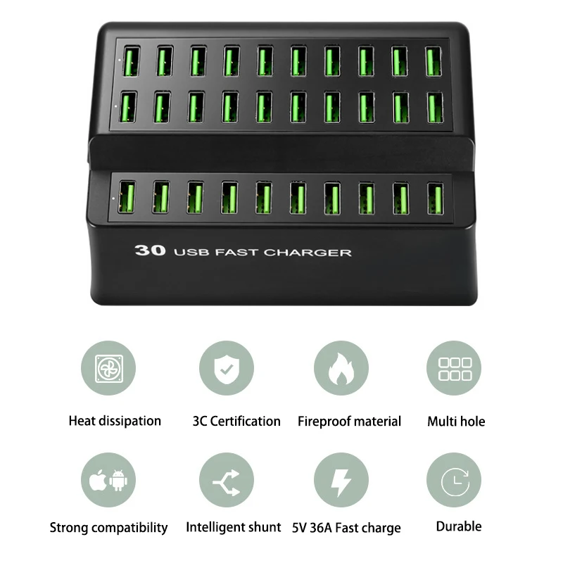 Usb зарядная станция для samsung huawei 30 usb умное быстрое зарядное устройство для oppo xiaomi Новая быстрая зарядная док-станция для vivo eu uk us au вилка