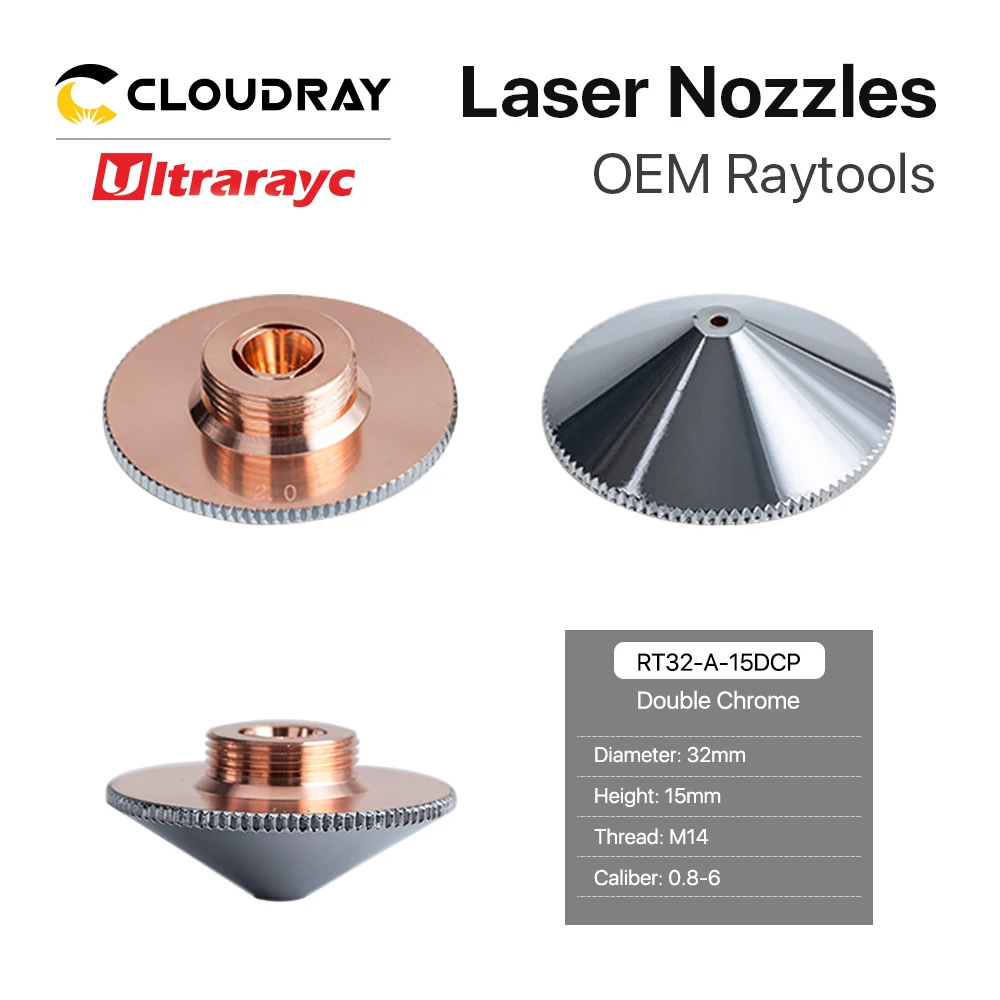 Ultrarayc Raytools Cutting Head Laser Nozzle Single Double Chrome-plated Layers D32 Caliber 0.8-6.0mm