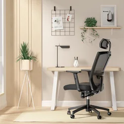 Fauteuil de bureau ergonomique en maille, confortable et doux, avec accoudoirs et appui tête réglable, pour le bureau et la maison 