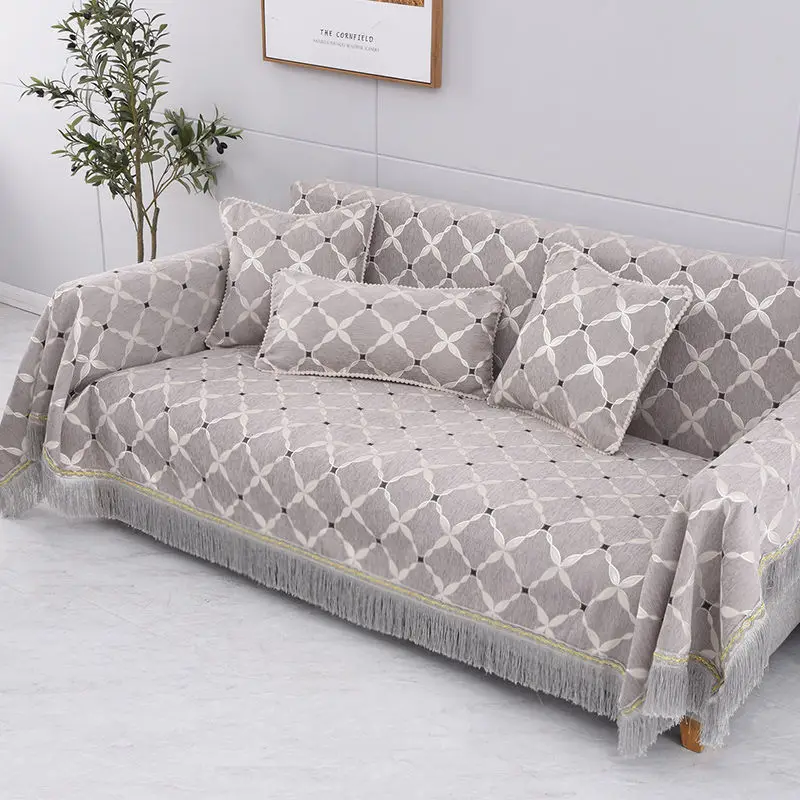 Одноместное покрывало для дивана с вышивкой жаккардовый чехол из синели