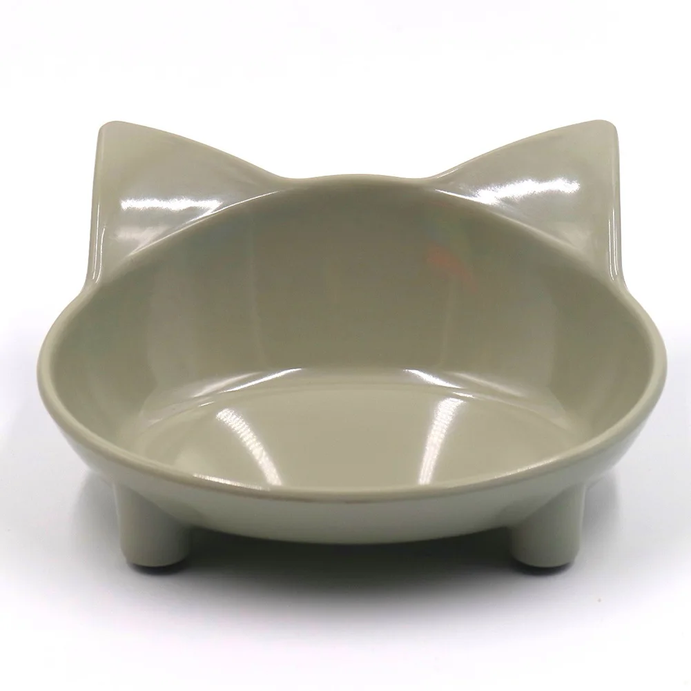 Горячая мелкая миска для кошачьего корма, широкое блюдо, нескользящая миска для кормления кошек, для облегчения усталости усов D6 - Цвет: Grey
