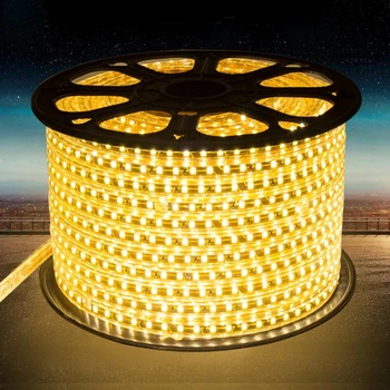 

DHL 100M/LOT LED Strip 5050 Waterproof 220V IP67 High Voltage LED Flexible Light 60leds/m Warm White/White/Red/Blue/Green