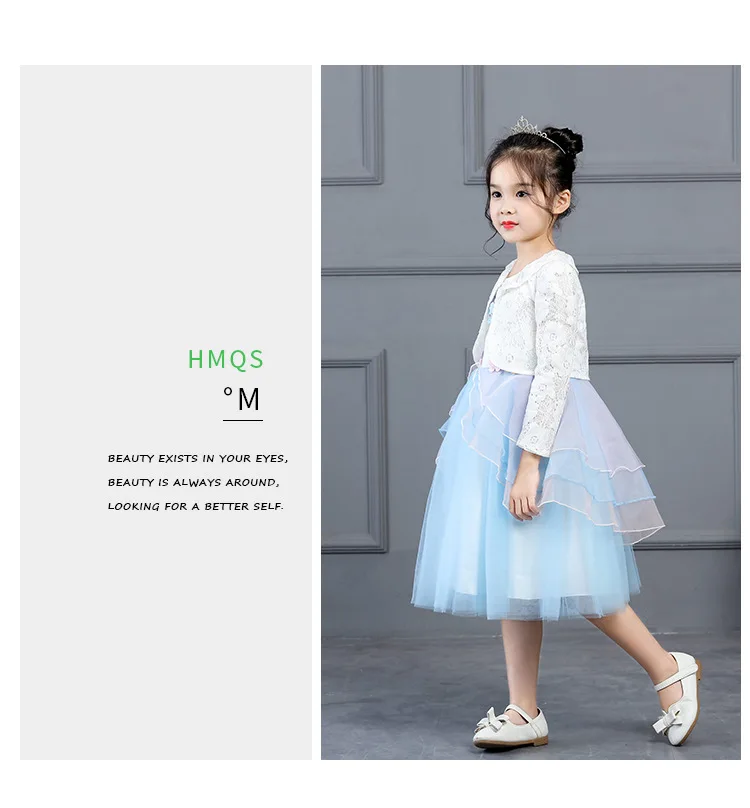 New Style Girls Lace Cappa Long Sleeve Thin Double Layer Autumn Clothing CHILDREN'S Garment Waistcoats White Jacket