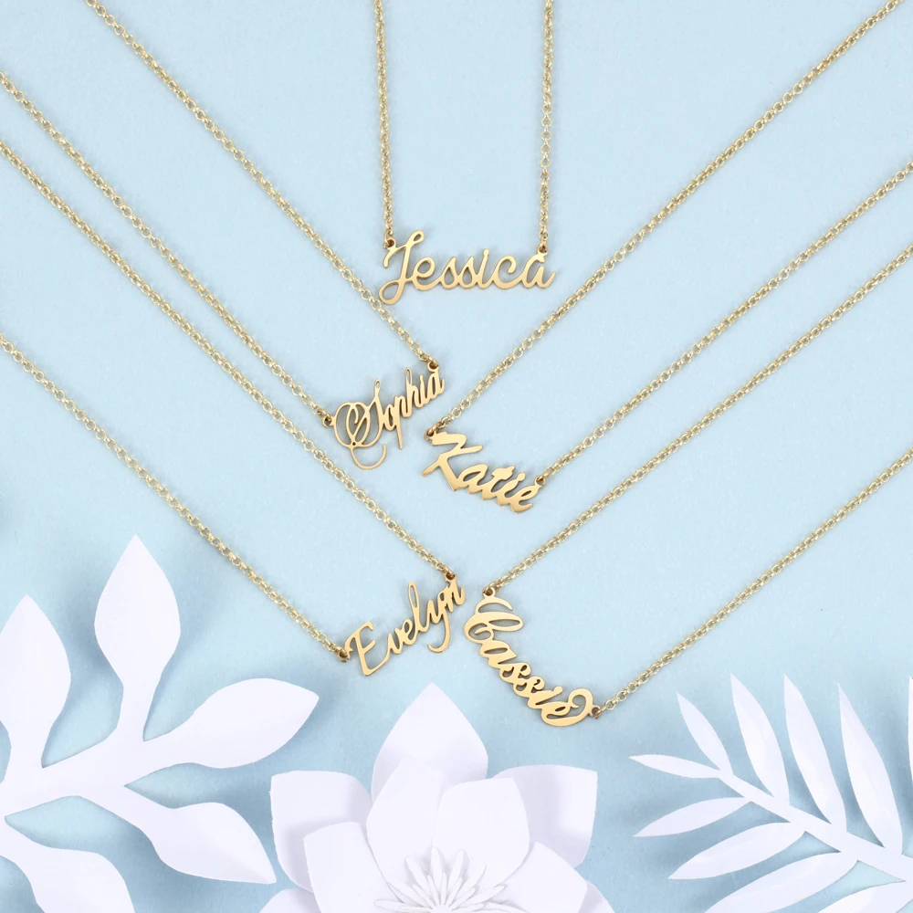 925 Sterling Silver Personalized Nameplate Letter Necklace Custom Made Name Pendant Russian Name Christmas Gifts for Girlfriend