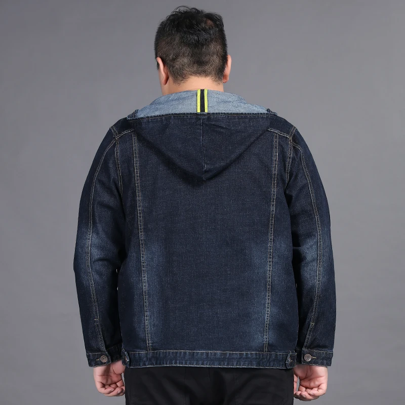 8XL 7XL джинсовая куртка для мужчин, осенняя Модная Джинсовая куртка, мужская приталенная Повседневная куртка с капюшоном, мужская верхняя одежда, куртки и пальто
