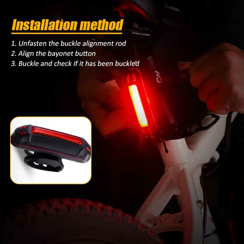 Велосипедный светильник Предупреждение светильник, лазерный задний светильник, зарядный задний светильник, перезаряжаемый задний светильник светодиодный USB водонепроницаемый велосипедный