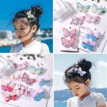 

2Pcs/Pack New Fashion Design Girls Beautiful Colorful Simulation Butterfly Hair Clips Sweet Kids Hair Accessories