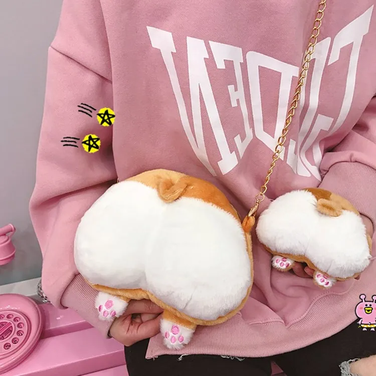 Сумка Кроссбоди Chibi Corgi с ягодицами маленькая милая плюшевая собакой креативный