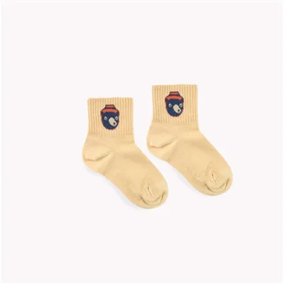 Beige EnkeliBB/Новинка; модные брендовые носки с животными; Детские хлопковые носки без пятки; Носки с рисунком слона, медведя, кота; высокое качество; для детей - Цвет: Beige
