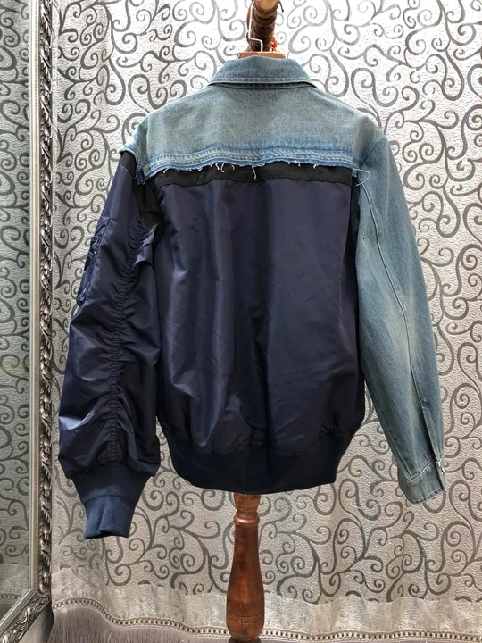 early In autumn of, new female Lapel jeans with color matching and splicing zipper, long sleeve, 100-tie short jacket 831