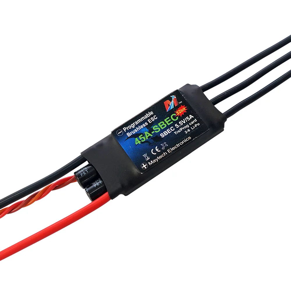 

Рекуперативное торможение Maytech 45A ESC, плавный регулятор скорости отклика дроссельной заслонки для самолетов с неподвижным крылом RC