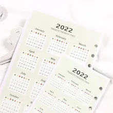 

2022 Calendar Loose Leaf Inner Paper A5/A6/A7 Planner Schedule Binder Divider Page Notebook Accessories School Stationery