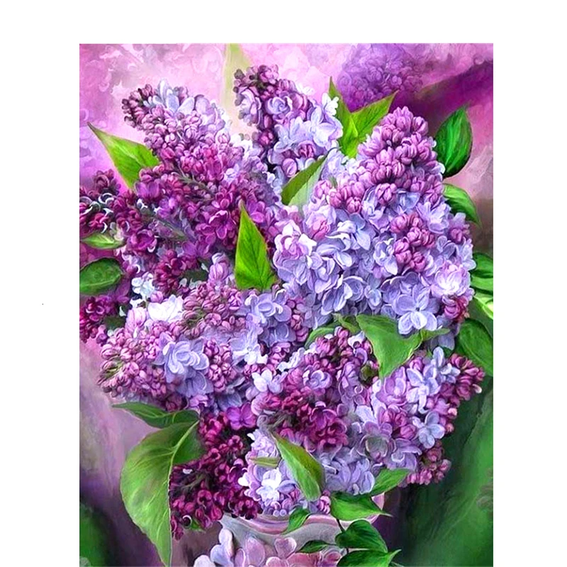 DIY Diamond Embroidery Painting Flower With Home Decoration cross stitch Diamond Mosaic Purple Lilac