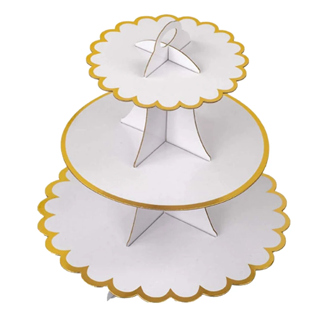 3-Tier Round Cardboard Cupcake Stand Dessert Tower Treat Pastry Cake Serving Platter Food Display