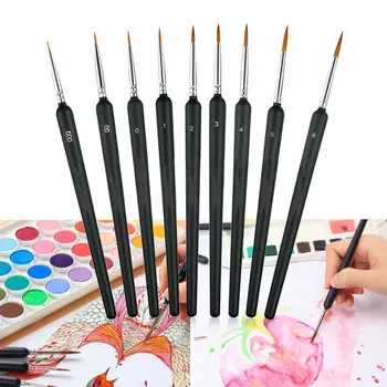 

9pcs/Set Different Size Wood Handles Paint Brushes Nail Art Watercolor Painting Artificial Hair Fineliner Manicure Tools Drawing