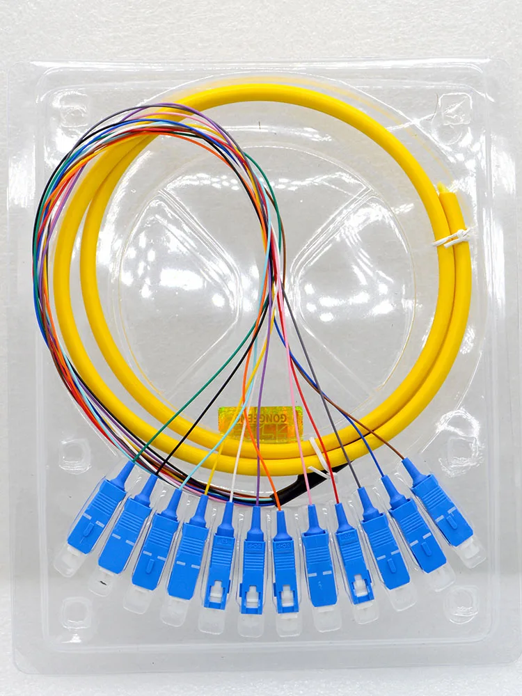10pcs New 12 Core Optical Fiber Pigtail, SC Square Head Telecommunication Level Single Mode Fiber Optical Skipping Wholesale
