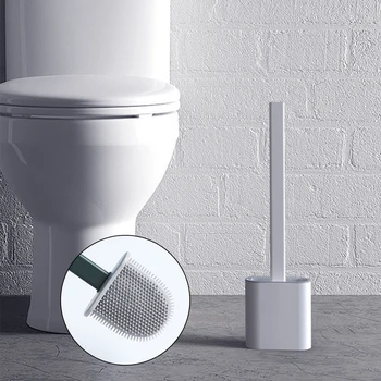 

New Silicone Toilet Brush With Base Rubber Head Holder Floor-Standing Wall-Mounted Cleaning Brush For Bathroom Accessories