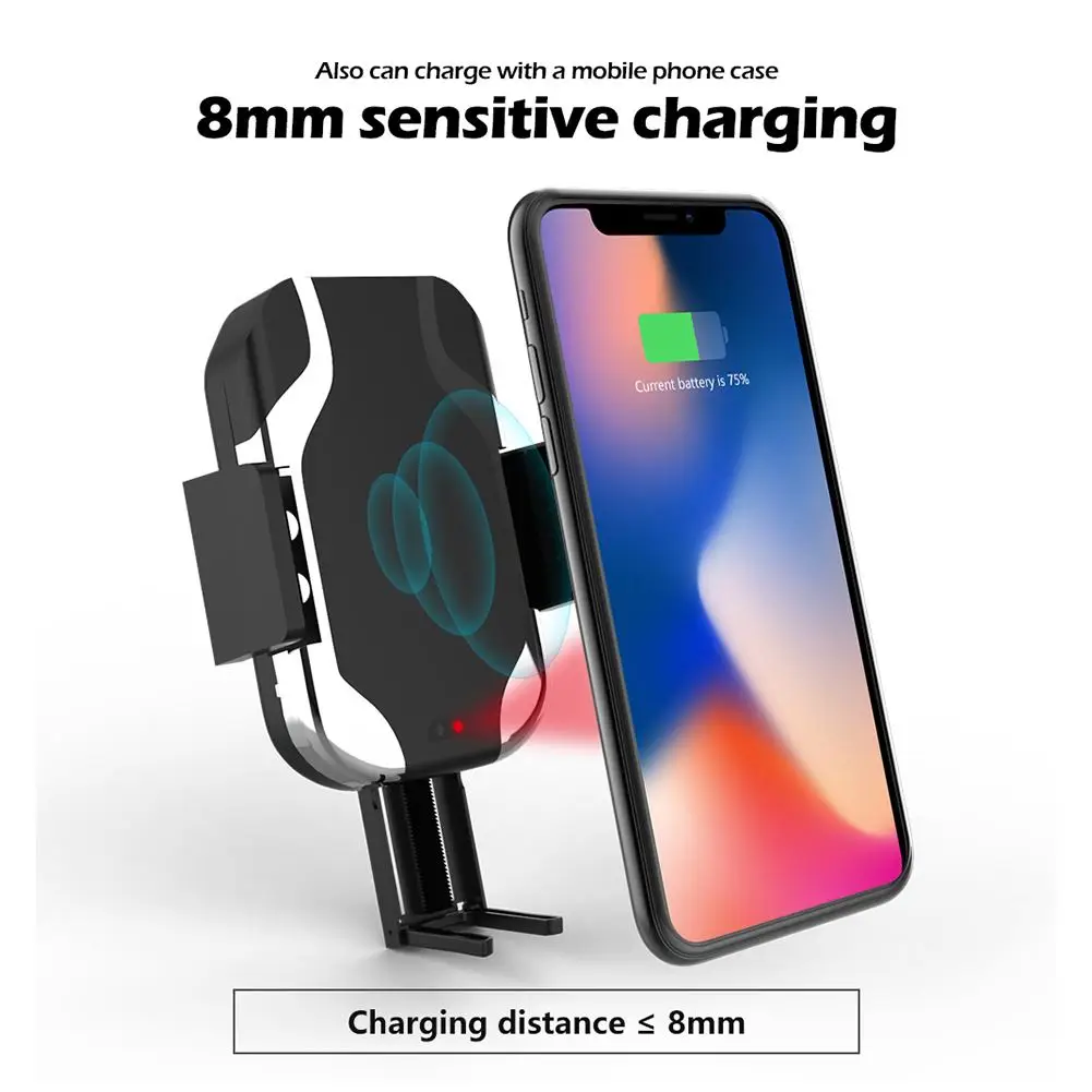 

High quality Qi Car Wireless Charger Auto Clamping Fast Wireless Charging Car Phone Holder For iPhone X Xiaomi Samsung 9