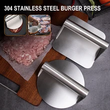 Prensa de hamburguesas de acero inoxidable, forma redonda/cuadrada, antiadherente, prensa de jamón, Bacon, solapa, parrilla superior, herramienta de cocina
