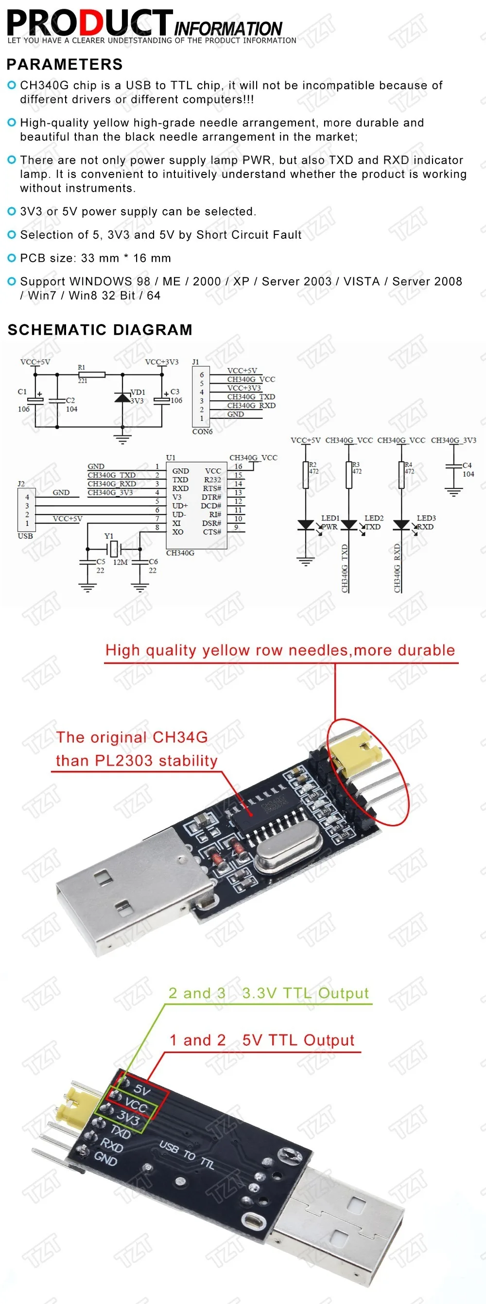 TZT CH340 модуль USB для ttl CH340G обновление загрузки небольшой проволочной щетки STC микроконтроллер Плата USB для последовательного