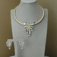 Yuminglai итальянский дизайн 24K костюм в дубайском стиле Ювелирные наборы ожерелье и серьги FHK7369