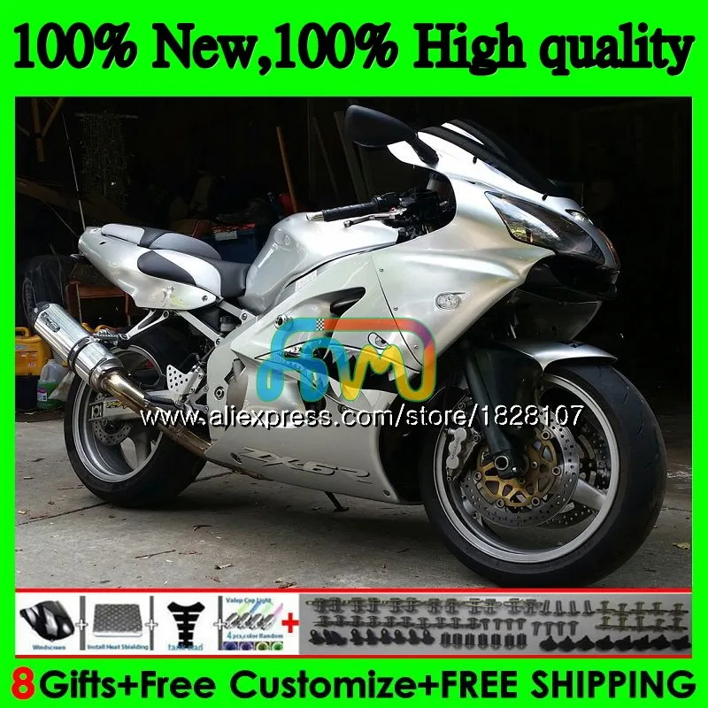Корпус для KAWASAKI ZX-636 ZX 6R 636 600 CC 6 R ZX636 13BS. 196 600CC ZX-6R ZX600 ZX6R Акула Серебряный 00 01 02 2000 2001 2002 обтекатель - Цвет: No. 1