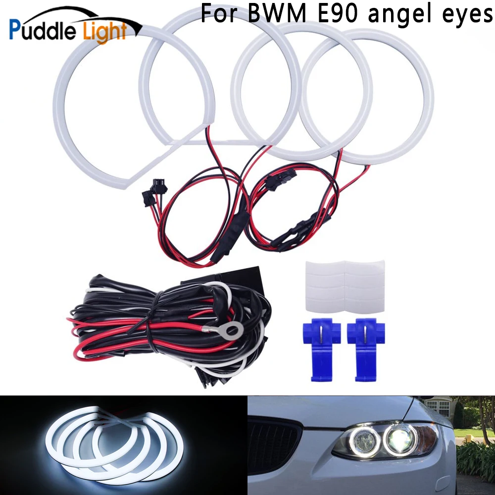 

2 xï¼ˆ131MM+106MM) Xenon White Cotton LED Angel eyes kit halo ring DRL Turn signal lamps For BMW E90 E91 2005-2012