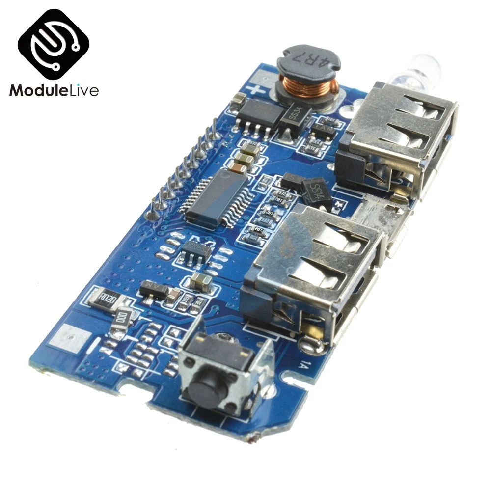 Двойной 2 USB 5V 1A 2.1A мобильный Банк питания 18650 модуль зарядного устройства аккумулятора доска для телефона ЖК-дисплей DIY комплект со светом