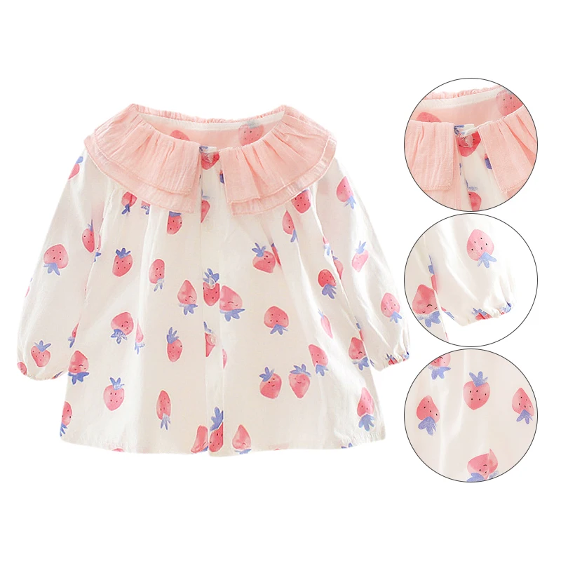 

New Autumn 0-3T Baby Girl Blouse Sweet Lovely Strawberry Print Shirt Fashion Trend Cotton Long-sleeved Girls Blouse