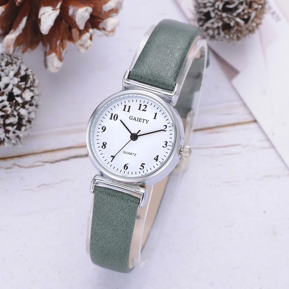 Женские часы-браслет Классические кварцевые часы маленькие изысканные элегантные модные кожаные аналоговые кварцевые круглые наручные часы YE1
