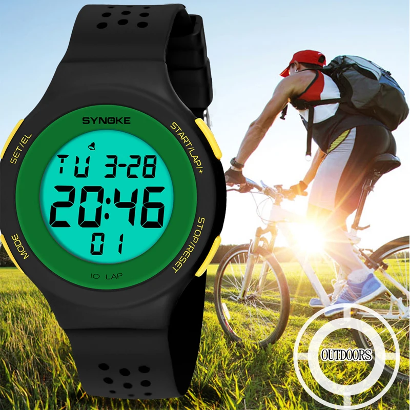 SYNOKE спортивные цифровые часы для мужчин водонепроницаемые светящиеся женские часы светодиодный военные мужские цифровые часы Relogio Masculino